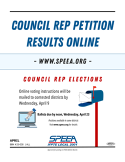 Council Rep petition results online