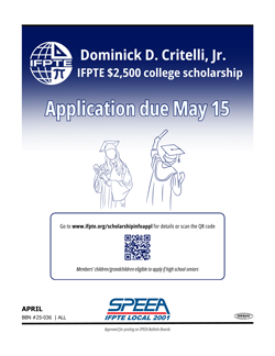 IFPTE college scholarship application due May 15