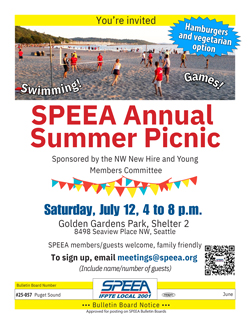 SPEEA Annual Summer Picnic - Saturday, July 12, 4 to 8 p.m.