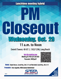 PM Closeout - Wednesday, Oct29, 11 a.m. to noon