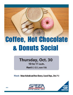 Coffee, Hot Chocolate & Donuts - Thursday, Oct. 30, 10 to 11 a.m.