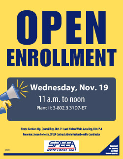 Open Enrollment - Plant II - Wednesday, Nov. 19, 11 a.m. to noon