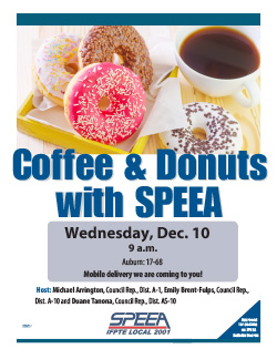 Coffee and Donuts with SPEEA - Wednesday, Dec 10, 9 a.m. Auburn
