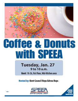 Coffee and Donuts with SPEEA - Kent, Tuesday, Jan. 27, 9 a.m.