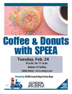 Coffee & Donuts with SPEEA - Renton, Tuesday, Feb. 24, 9 to 11 a.m.