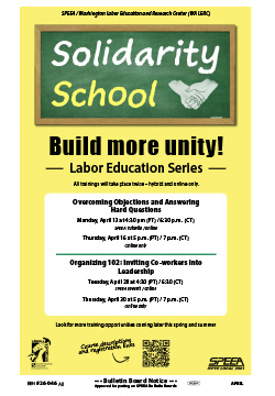 Organizing 102: Inviting Co-workers into Leadership - Tuesday, April 28 and Thursday, April 30