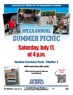 SPEEA Annual Summer Picnic - Saturday, July 11 at 4 p.m.