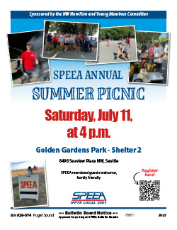 SPEEA Annual Summer Picnic - Saturday, July 11 at 4 p.m.