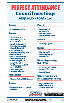 Perfect Attendance Council Meetings - May 2025 - April 2026