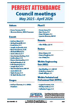 Perfect Attendance Council Meetings - May 2025 - April 2026