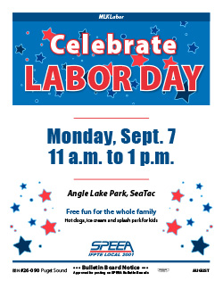 Celebrate Labor Day - SeaTac - Monday, Sept. 7, 11 a.m. to 1 p.m.
