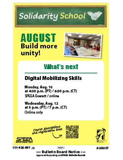 Solidarity School: Digital Mobilizing Skills - Monday, Aug. 10 at 4:30 p.m. and Wednesday, Aug. 12 at 5 p.m.