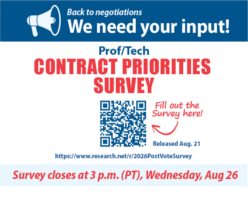 Prof Tech Contract Priorities Survey - Closes Wednesday, Aug. 26 at 3 p.m.